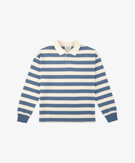 Parke Striped Rugby Tee Blue + White Stripe