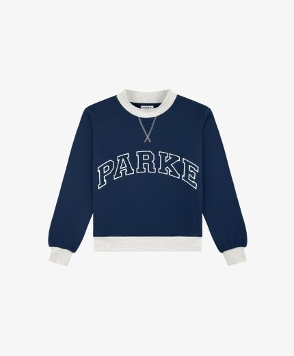 Parke Two Tone Varsity Mockneck Sweatshirt Blue