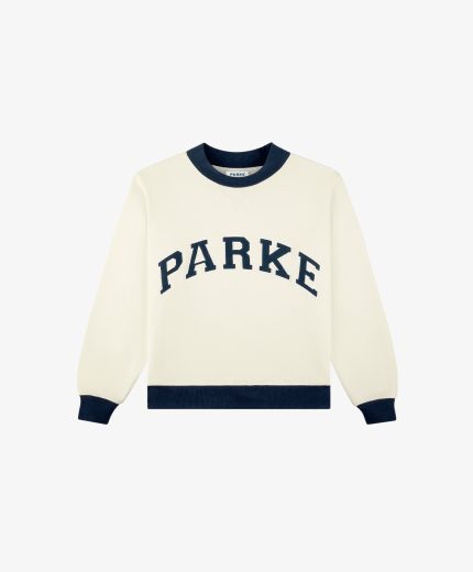 Parke Two Tone Varsity Mockneck Sweatshirt Cream
