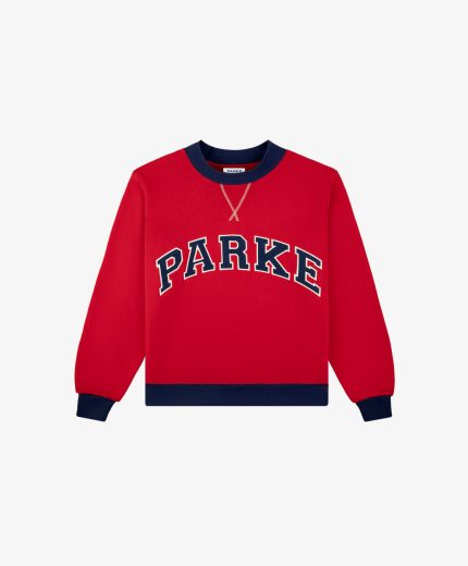 Parke Two Tone Varsity Mockneck Sweatshirt Red
