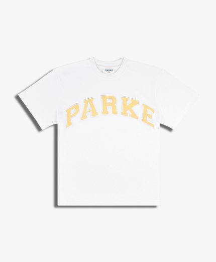 Parke Varsity Tee White and Orange Color